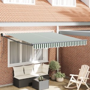 Markiza automatyczna vidaXL zielona i biała 300x250 cm, Materiał do ramy markizy vidaXL 3x2,5 m zielono-biały 1
