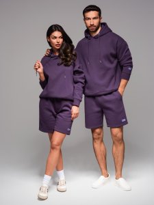 Komplet dresowy dla par UNISEX bluza z kapturem + szorty w stylu athleisure  fioletowe V13 Z110 M/L 1