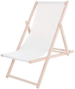 Leżak ogrodowy, drewniany z 3-stopniową regulacją, plażowy, balkonowy, biały UNIWERSALNY 1