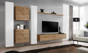 Meblościanka SWITCH LAMEL VI dąb wotan/biała ASM Meble 1