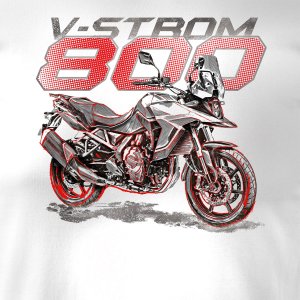 Koszulka z motocyklem na motor Suzuki V-strom Vstrom 800 męska biała REGULAR L 2
