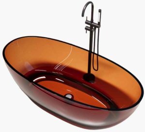 Wanna wolnostojąca transparentna 160 x 80 cm przezroczysta brązowa korek chrom 2