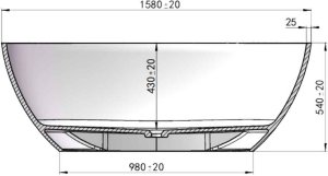 Wanna wolnostojąca transparentna 160 x 80 cm przezroczysta niebieska korek chrom 5