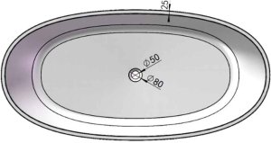 Wanna wolnostojąca transparentna 160 x 80 cm przezroczysta czerwona korek chrom 4