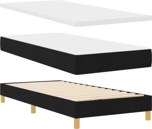 vidaXL Łóżko typu box spring z materacem czarne 90x200 cm tkanina 2