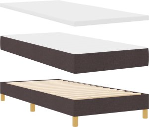 vidaXL Łóżko Box Spring z materacem i LED ciemnobrązowe 90x200 cm tkanina 2