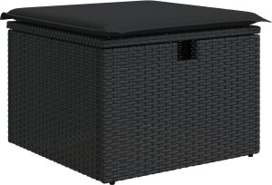 vidaXL Zestaw sof ogrodowych 9-elementowy z poduszkami, czarny polirattan 2