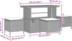 vidaXL Zestaw Sofy Ogrodowej 10 Elementów z Poduszkami Szary Polirattan Akacja, Zestaw Jadalny 4 Elementy z Poduszkami Szary Polirattan Akacja 4
