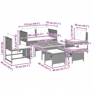 vidaXL Zestaw Sof Ogrodowych - Czarny Rattan, Drewno Średni Trwały 13
