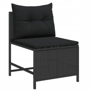vidaXL Zestaw Sof Ogrodowych - Czarny Rattan, Drewno Średni Trwały 5