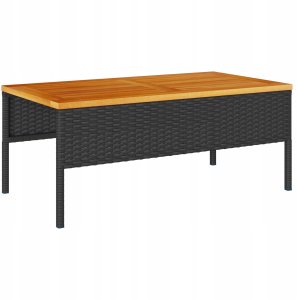 vidaXL Zestaw Sof Ogrodowych - Czarny Rattan, Drewno Średni Trwały 7