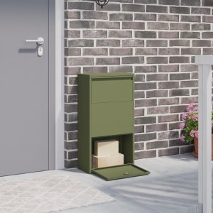 vidaXL Skrzynka na paczki Oliwkowa 44x22x82 cm Stal 1