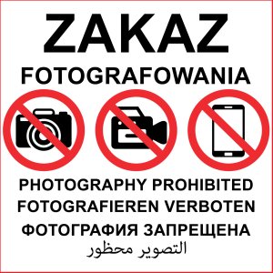 Zakaz Fotografowania - Tablica Zgodna Z Mon , Płyta Pcv 60X60Cm Wodoodporna Libres Polska Sp Je024 Zakaz Płyta 5904937756212 2