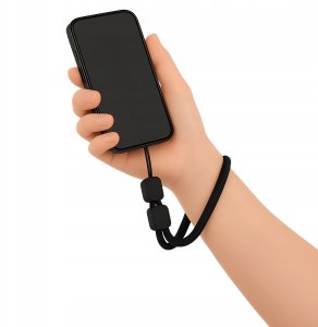 Smycz Do Telefonu Uchwyt Zawieszka Na Nadgarstek Czarna Uniwersalna 22cm 4
