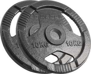 Obciążenie żeliwne olimpijskie zestaw 2x10kg, otwór 51mm, talerz z uchwytami, REBEL ACTIVE 1