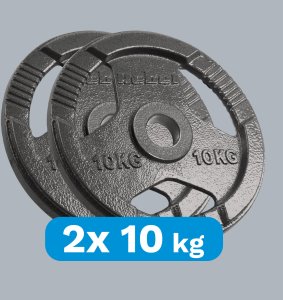 Obciążenie żeliwne olimpijskie zestaw 2x10kg, otwór 51mm, talerz z uchwytami, REBEL ACTIVE 6