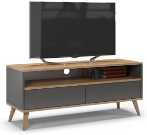 Szafka rtv, stolik pod telewizor, SKAND, 120x40x50 cm, grafit, dąb, mat | TYLETEGOTU 1