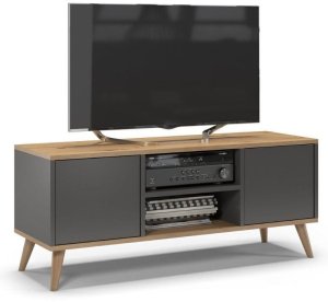 Szafka rtv, skandynawski styl, SKAND, 120x40x50 cm, dąb, grafit, mat 1