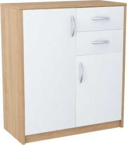 Komoda z szufladami do pokoju, Classic, 74x35x85 cm, dąb sonoma, biel, mat | TYLETEGOTU 1