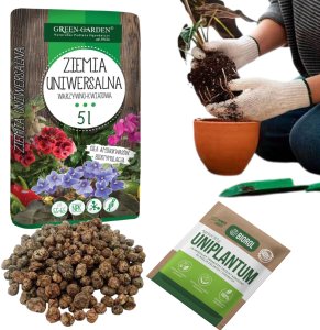 Zestaw do przesadzania roślin doniczkowych - keramzyt 5L, podłoże 5L, nawóz 2
