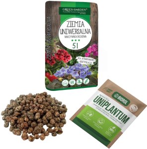 Zestaw do przesadzania roślin doniczkowych - keramzyt 5L, podłoże 5L, nawóz 3