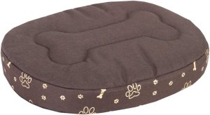 Owalne legowisko kojec dla psa Welsti brązowy złote kości i łapki XXL 100x80 wigofil 4