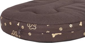 Owalne legowisko kojec dla psa Welsti brązowy złote kości i łapki XXL 100x80 wigofil 6