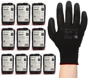 Rękawice Robocze MERCATOR Tech Black+Black PU - 120 Par (9 - L) 10