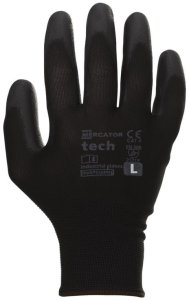 Rękawice Robocze MERCATOR Tech Black+Black PU - 1 Para (9 - L) 1
