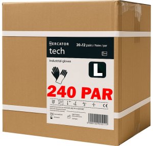 Rękawice Robocze MERCATOR Tech Black+Black PU - 240 Par (9 - L) 1