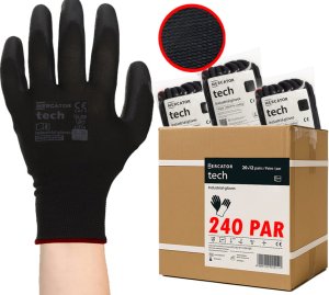 Rękawice Robocze MERCATOR Tech Black+Black PU - 240 Par (9 - L) 2