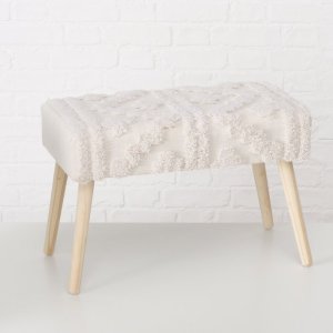 Ławka tapicerowana boho KADI z drewnianymi nogami, 60 x 32 x 41 cm 5