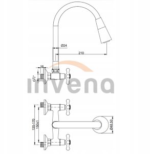Invena bateria kuchenna ścienna Roma, beżowy/chrom BC-24-E3S-L 2
