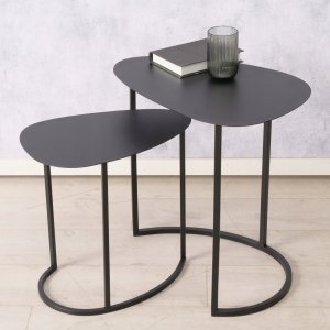 Zestaw dwóch stolików kawowych JERRY, łezka, metalowych 2