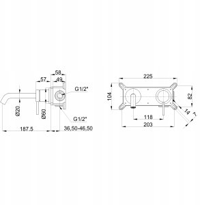 Invena bateria umywalkowa podtynkowa Kalitea, czarny BP-72-U04-V 4