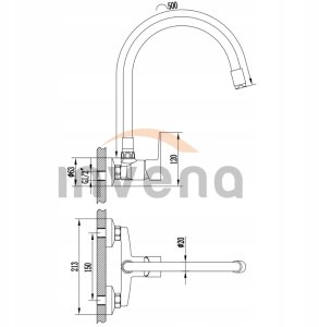 Invena bateria kuchenna ścienna Verso, biały/chrom BC-82-E2S-L 2