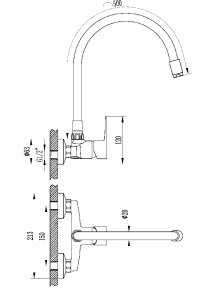 Bateria kuchenna Invena Verso ścienna czarna 2