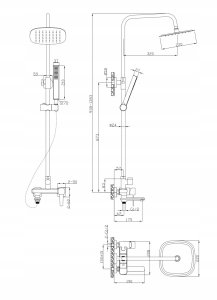 Invena zestaw prysznicowy z deszczownicą i baterią wannową Glamour, miedź AU-05-B14-V 3