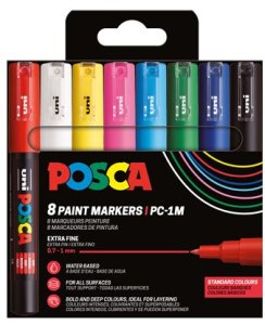 POSCA PC-1M 8stk sæt Basis Farver 1