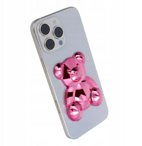 Stojak na telefon MIŚ - naklejany - różowy 3