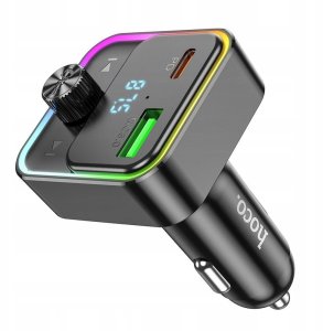 Ładowarka samochodowa Hoco USB A + USB C QC3.0 PD 30W z transmiterem E81 czarny 2