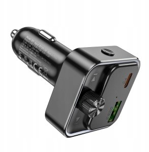 Ładowarka samochodowa Hoco USB A + USB C QC3.0 PD 30W z transmiterem E81 czarny 5