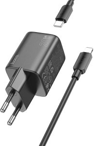 Ładowarka sieciowa do telefonu Hoco USB A + USB C QC PD 3A 20W + kabel USB C do Lightning N41 czarna 2