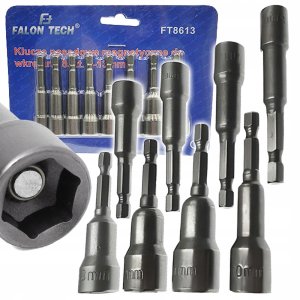 KLUCZE NASADOWE MAGNETYCZNE NA WKRĘTARKĘ HEX ZESTAW 8 SZT. 6-13 mm 1