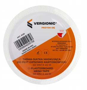 VERGIONIC Taśma-siatka maskująca do płyt gipsowo-kartonowych 50 mm 45m VERGIONIC 4