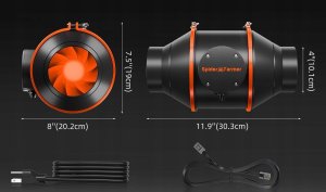 Spider Farmer wentylator rurowy 100mm regulator prędkości obrotowej RJ12 2