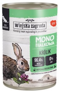 Zdrowa karma monoproteinowa dla psów dorosłych Wiejska Zagroda Królik 400g 1