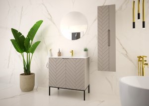 Kaszmirowa ryflowana szafka pod umywalkę 80 cm ASPEN-08 czarne nóżki 10