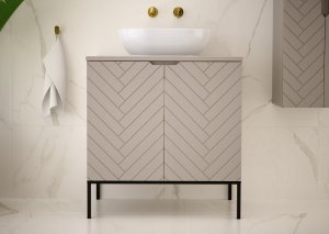 Kaszmirowa ryflowana szafka z blatem 80 cm ASPEN-09 czarne nóżki 11