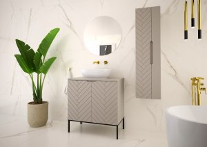 Kaszmirowa ryflowana szafka z blatem 80 cm ASPEN-09 czarne nóżki 12